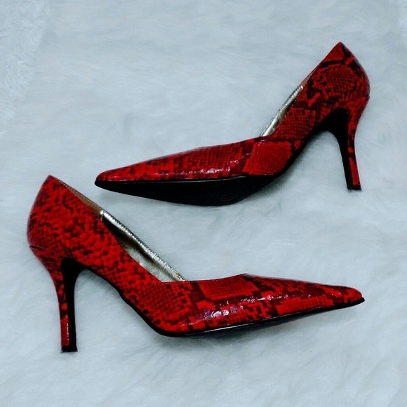 Rampage Red Snakeskin Pointed Toe Stiletto Heels Pumps Women’s Shoes Size 6 - Picture 5 of 7